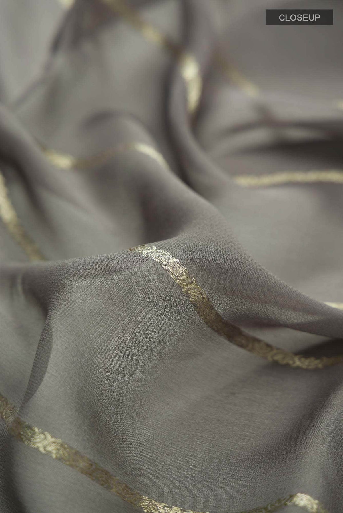 Grey Mysore Georgette Saree