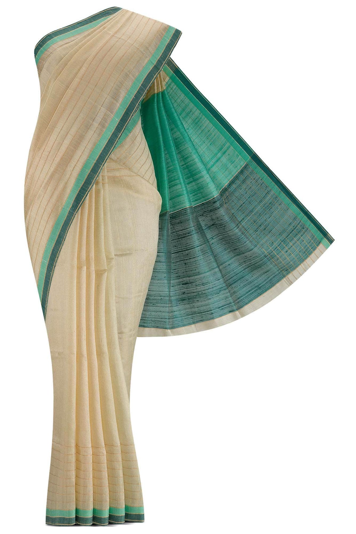 Erina-Cream Bhagalpuri Tussar Silk Saree
