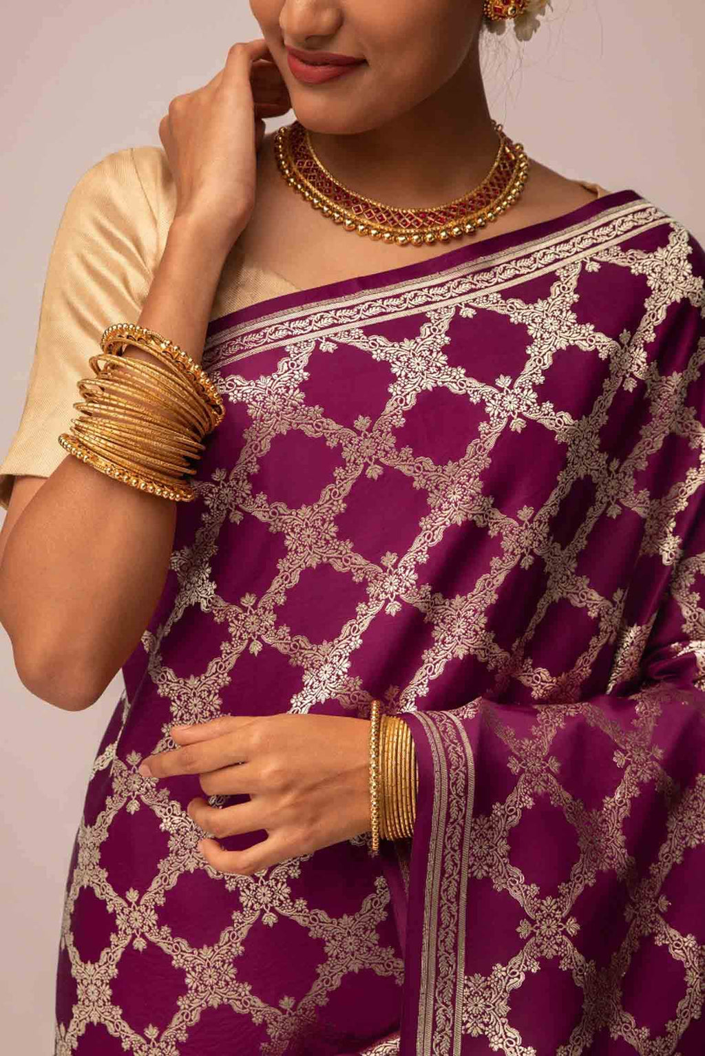 Chitrangada-Maroon Banarasi Silk Saree