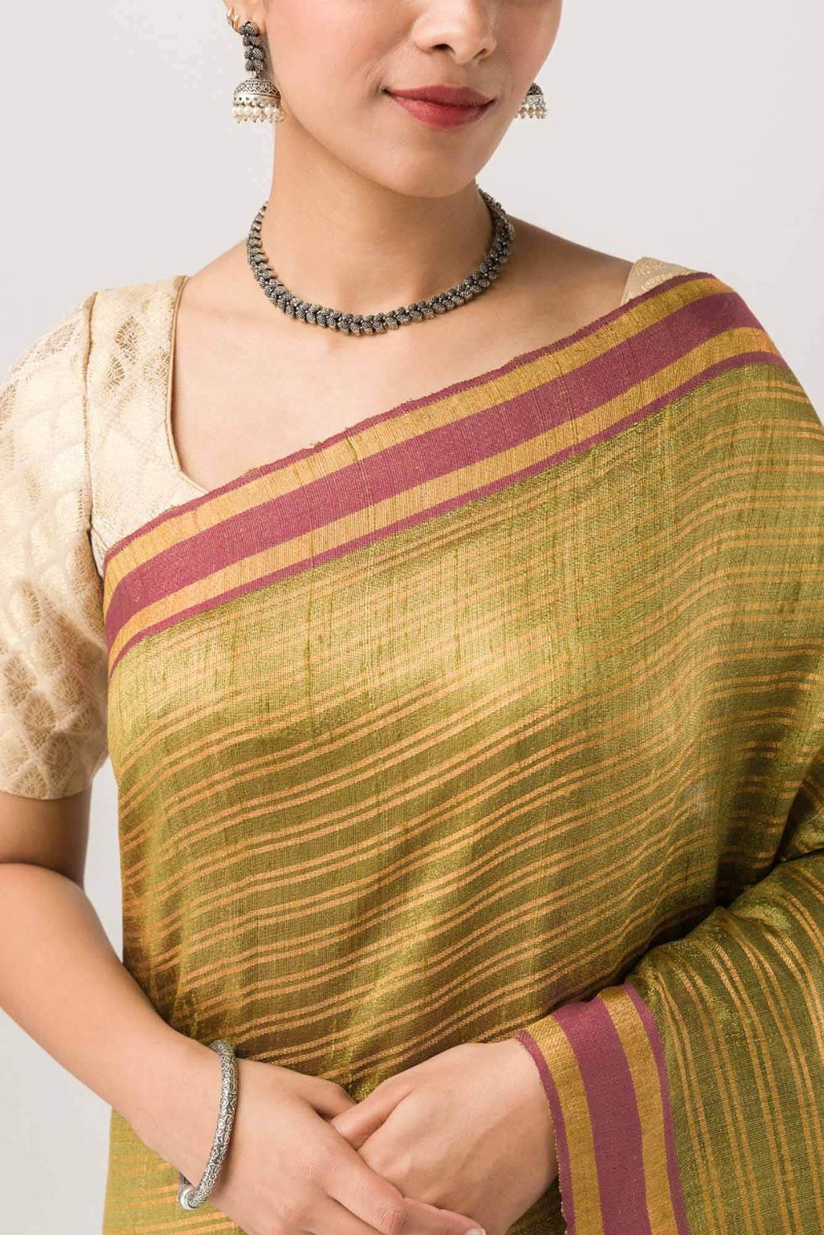 Akira-Yellow Bhagalpuri Tussar Silk Saree