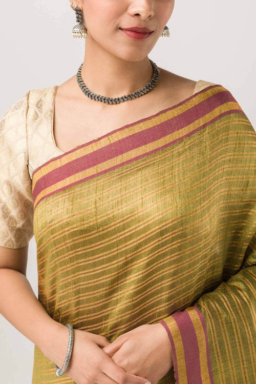 Akira-Yellow Bhagalpuri Tussar Silk Saree