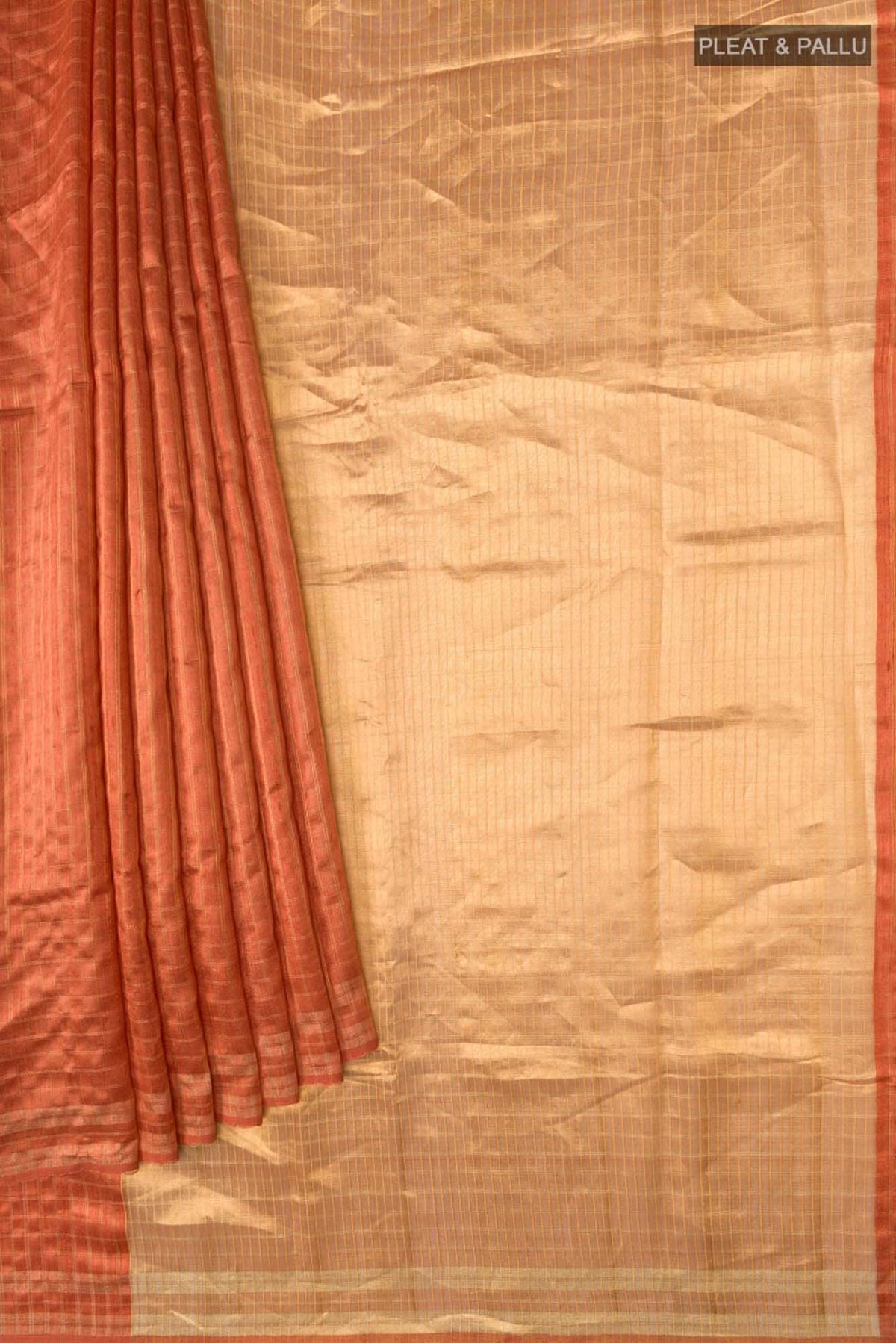 Shruthi-Peach Bhagalpuri Tussar Silk Saree