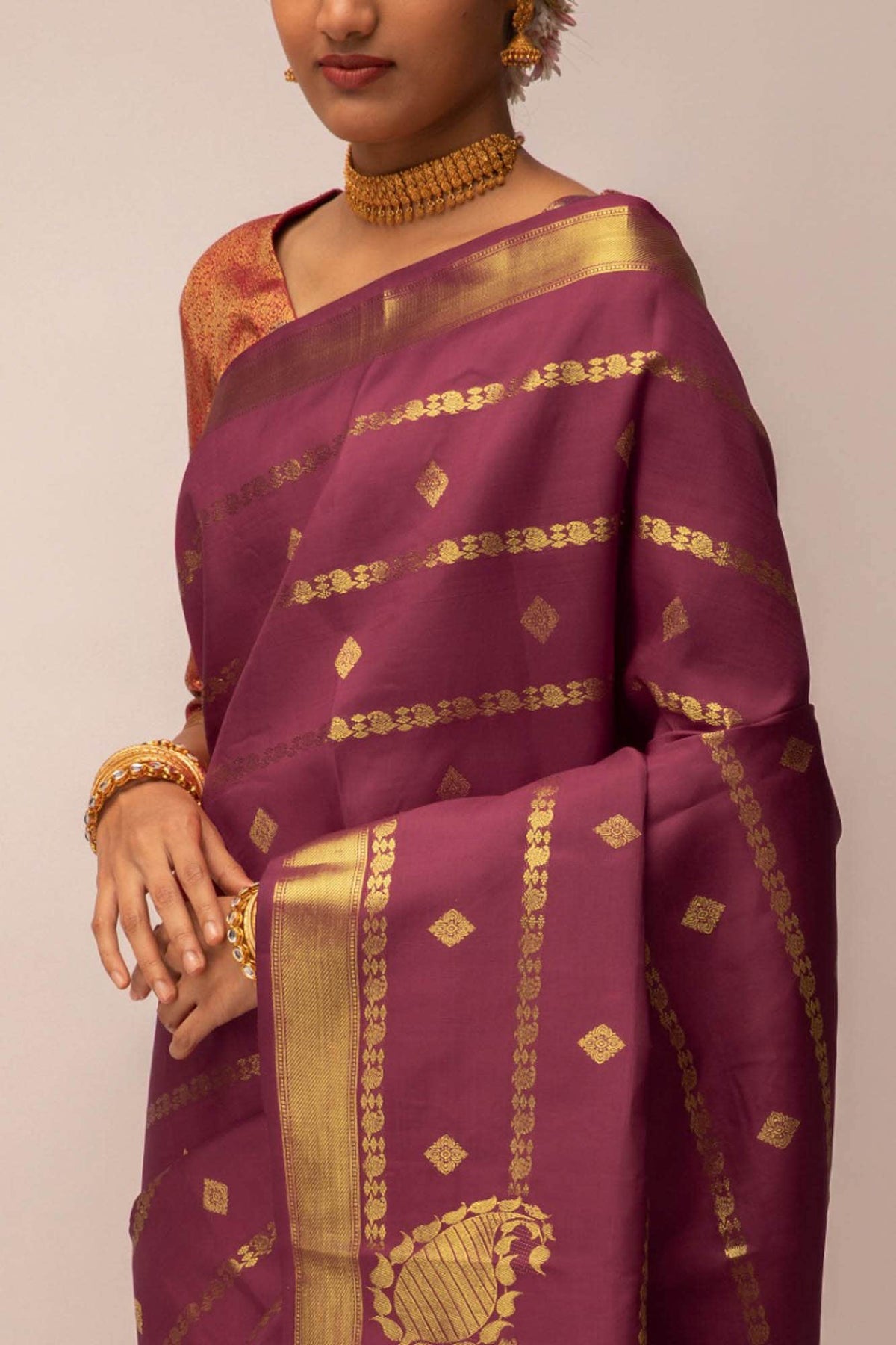 Ramya-Maroon Kanchipuram Silk Saree
