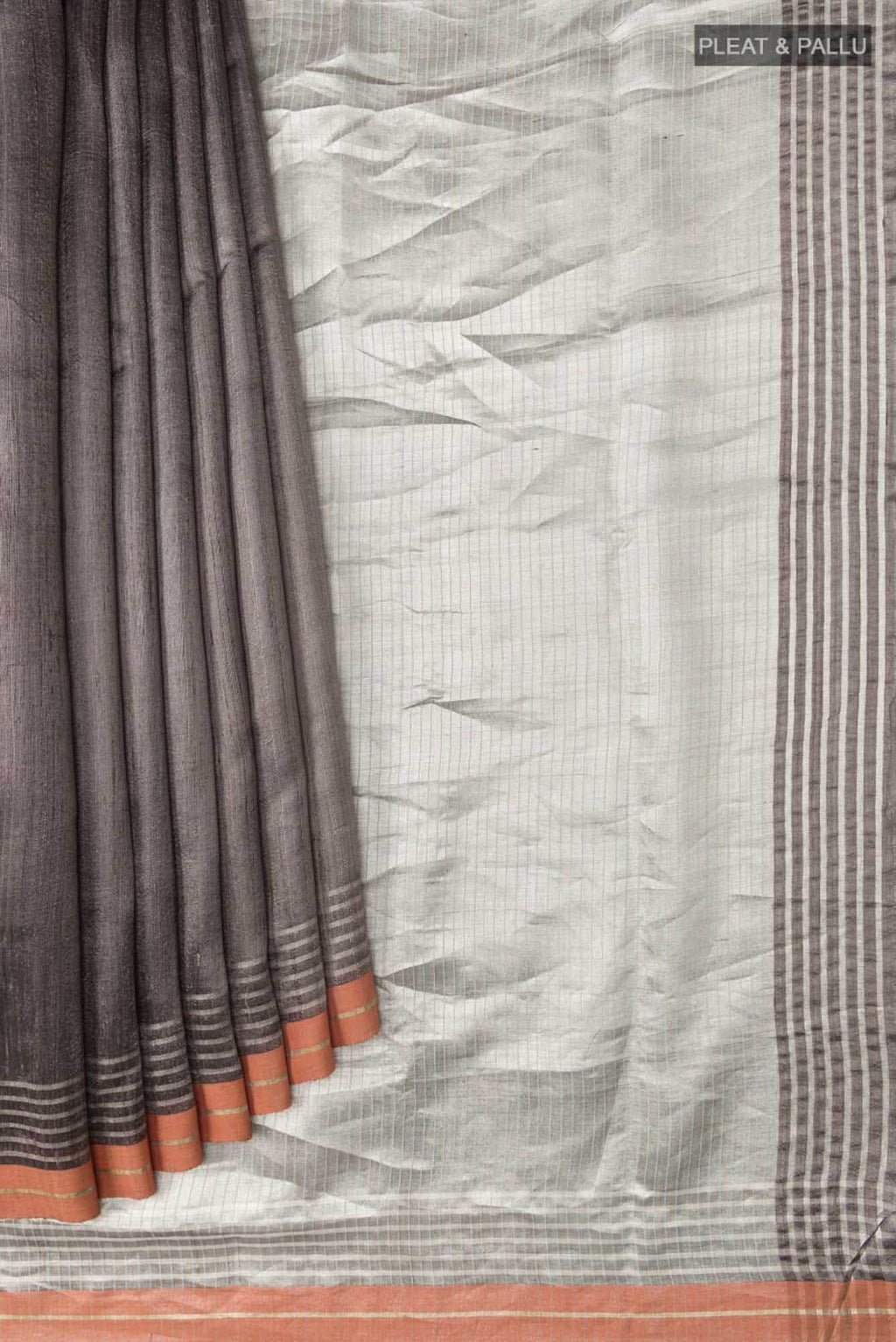 Bhavi-Grey Bhagalpuri Tussar Silk Saree