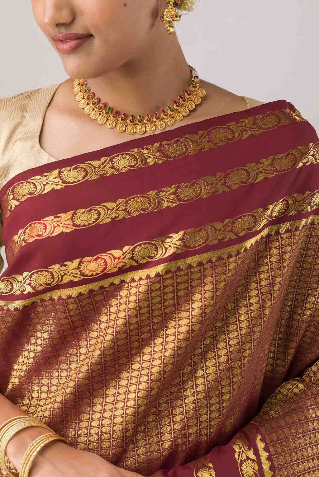 Maroon Kanchipuram Silk Saree