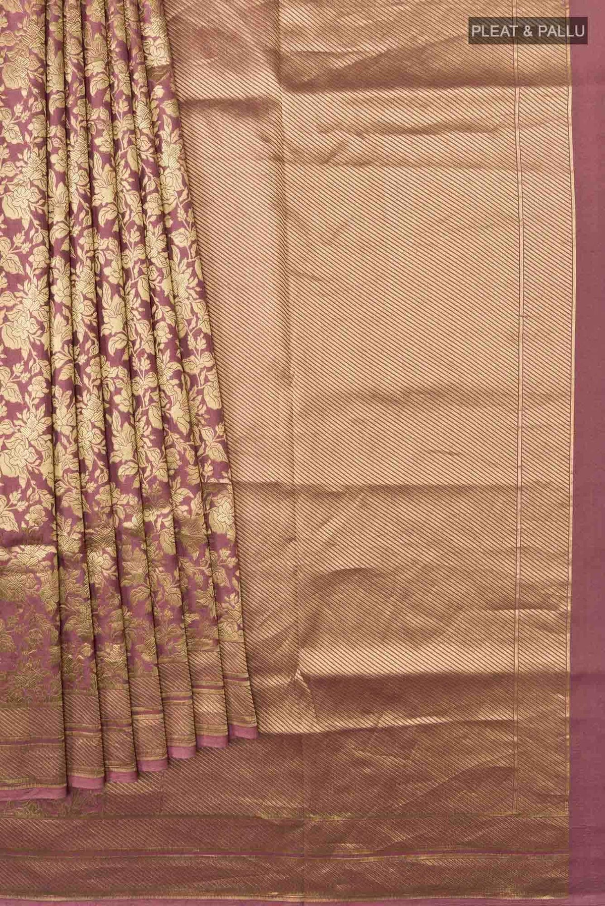 Blossom Bahar-Dark Mauve Banarasi Silk Saree