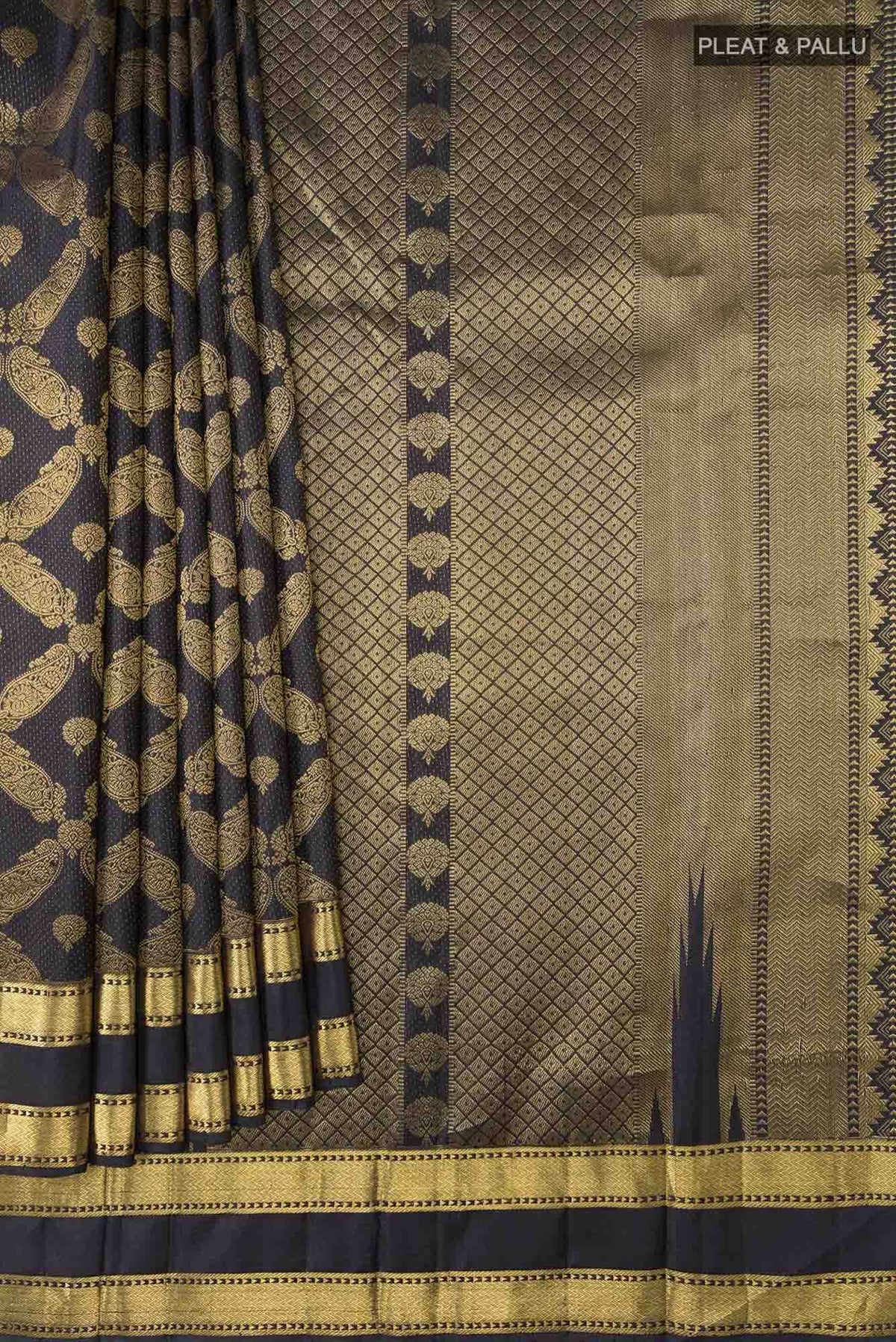 Shobita-Black Kanchipuram Silk Saree