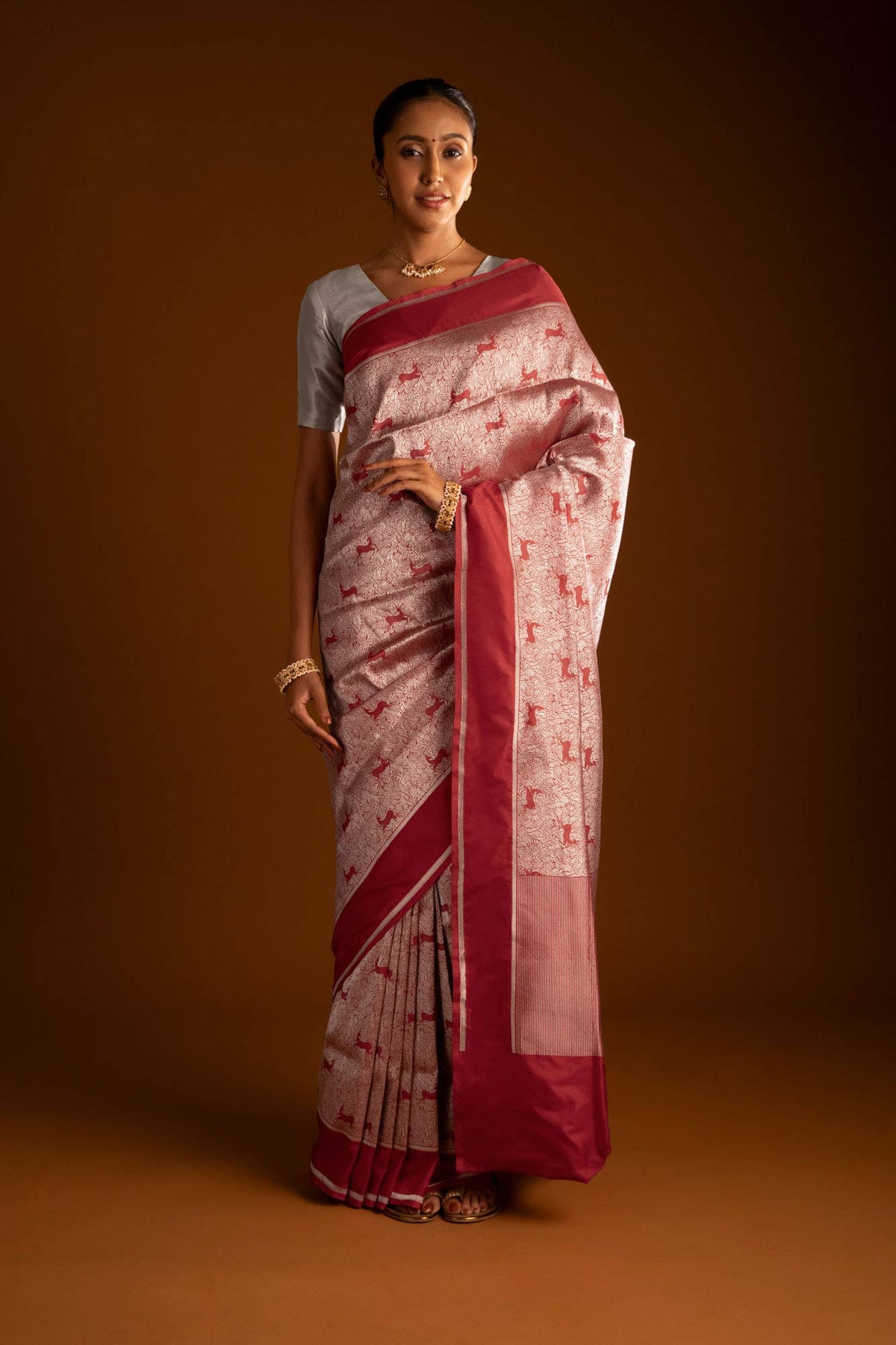 Prance-Red Banarasi Silk Saree