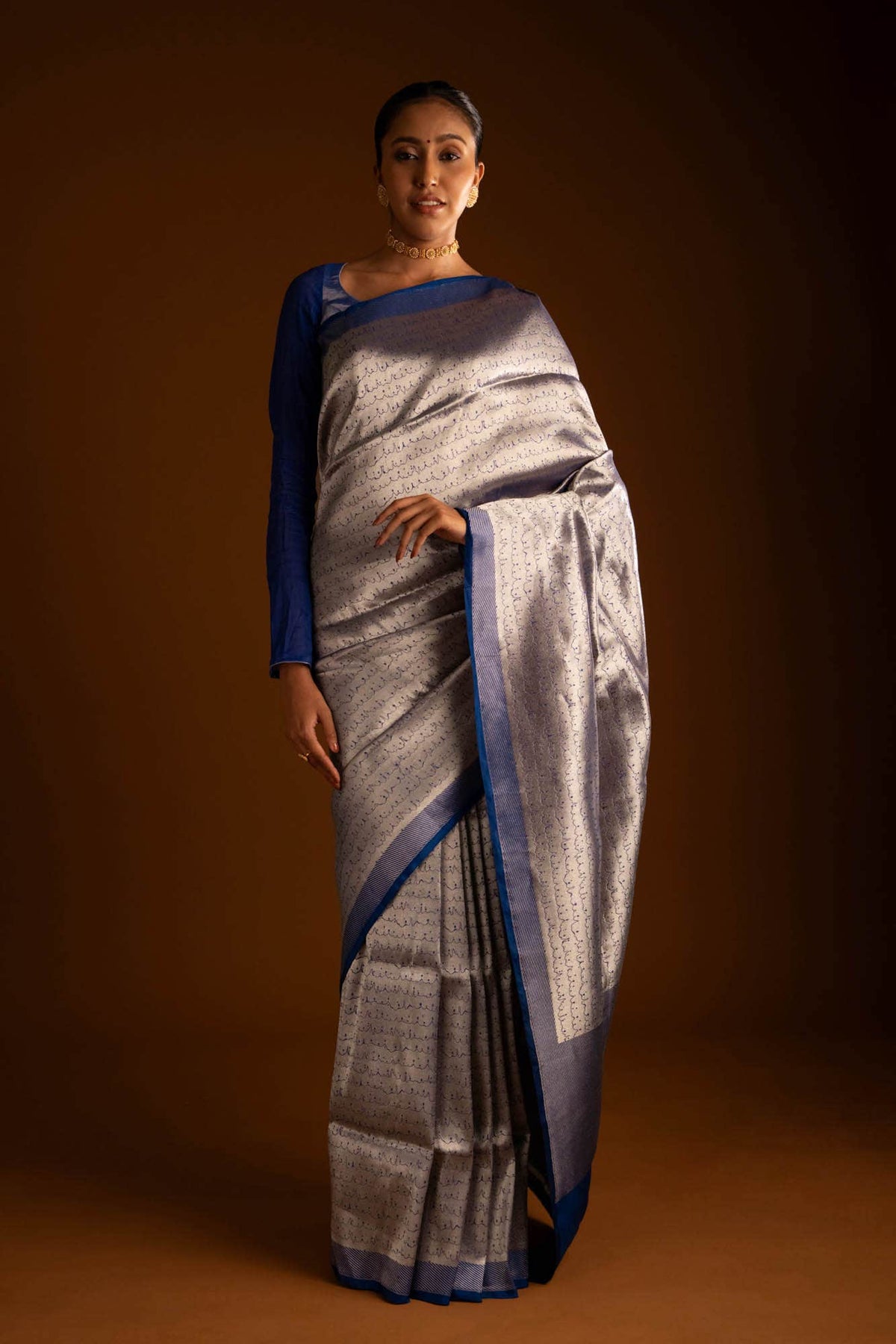 Molten-Blue Banarasi Silk Saree
