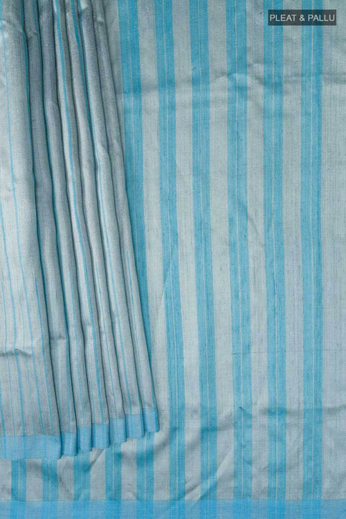 Amisha-Blue Grey Bhagalpuri Tussar Silk Saree