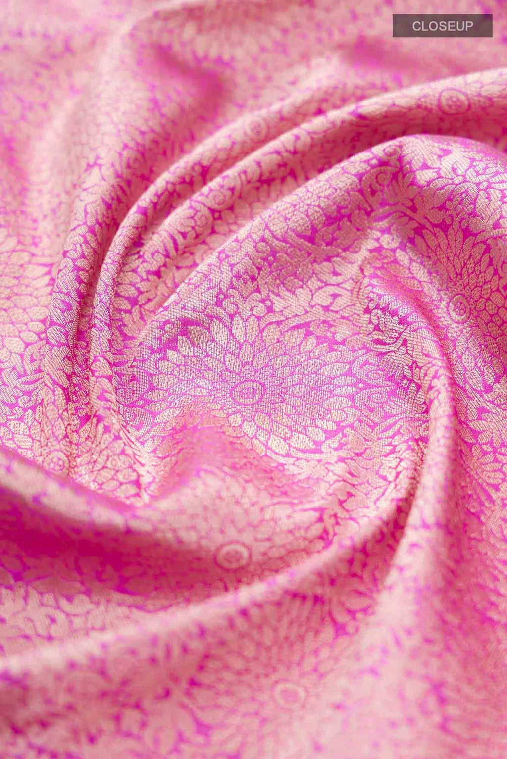 Ottoman Flowers-Pink Banarasi Silk Saree