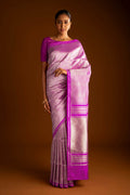 Ottoman Flowers-Pink Banarasi Silk Saree