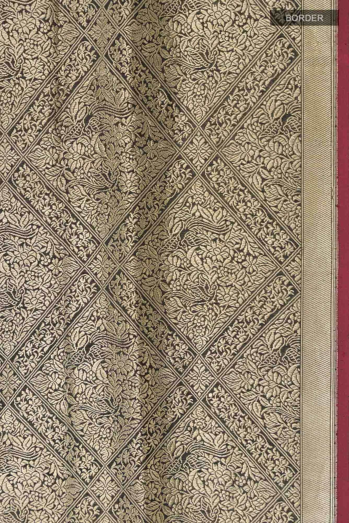 The jeweled Bird-Black Banarasi Silk Saree
