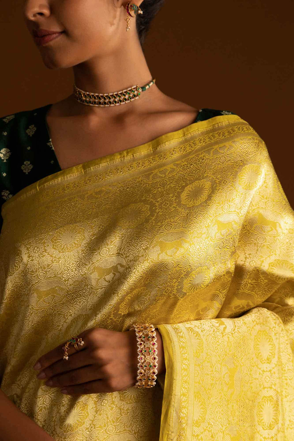 Chariots of the Sun-Yellow Banarasi Silk Saree