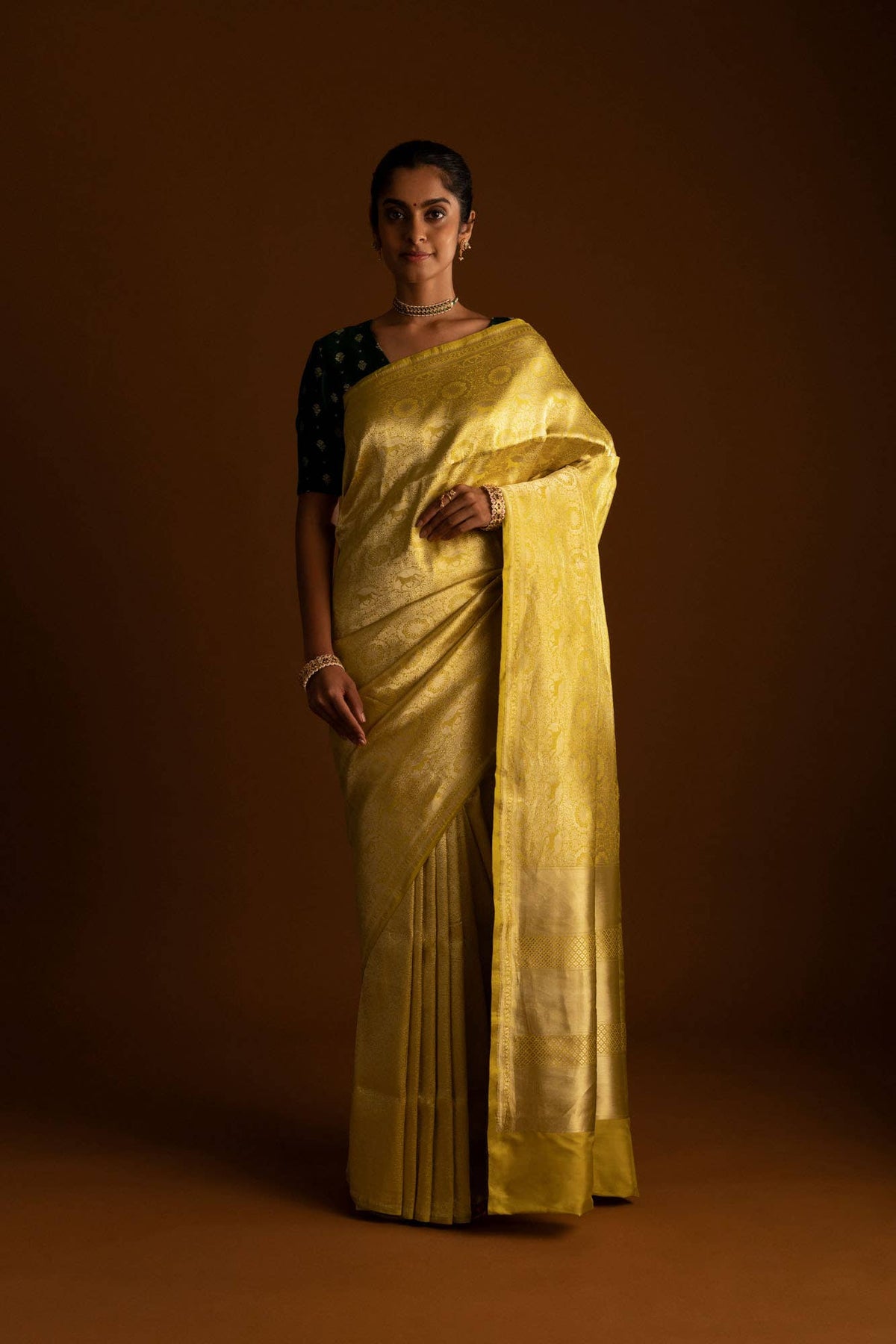 Chariots of the Sun-Yellow Banarasi Silk Saree