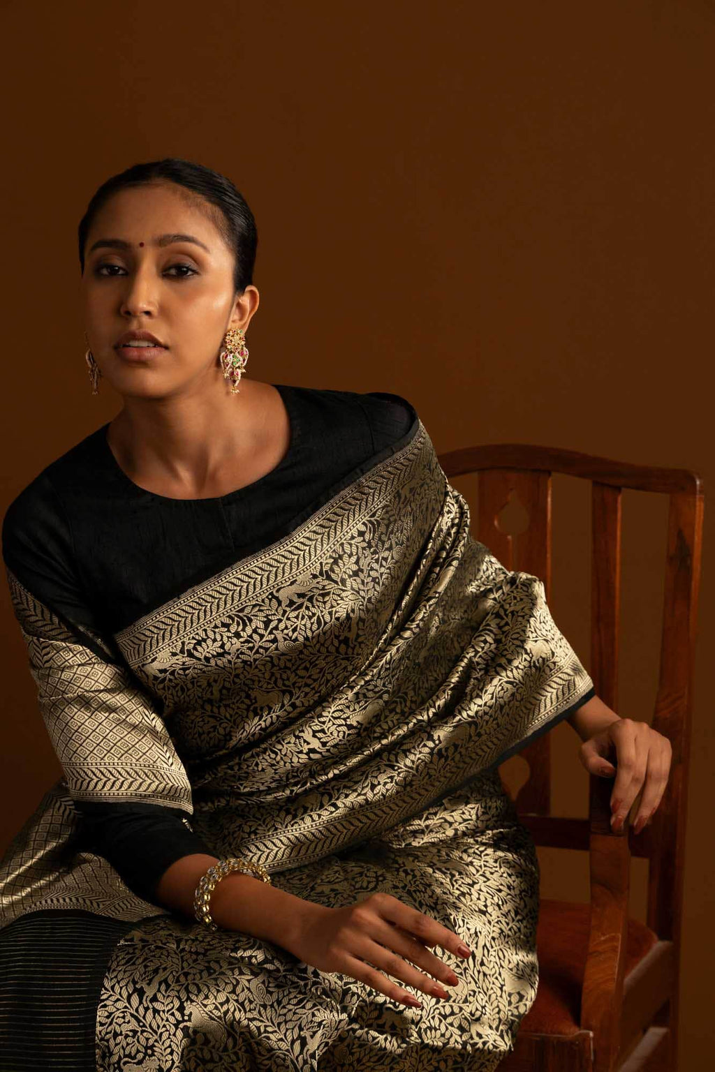 Mogli's World-Black Banarasi Silk Saree