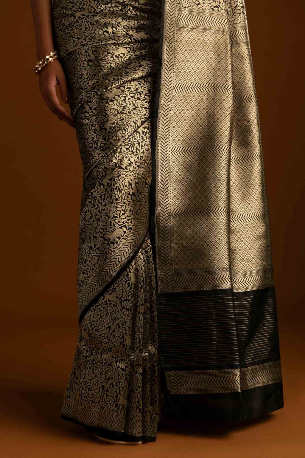 Mogli's World-Black Banarasi Silk Saree