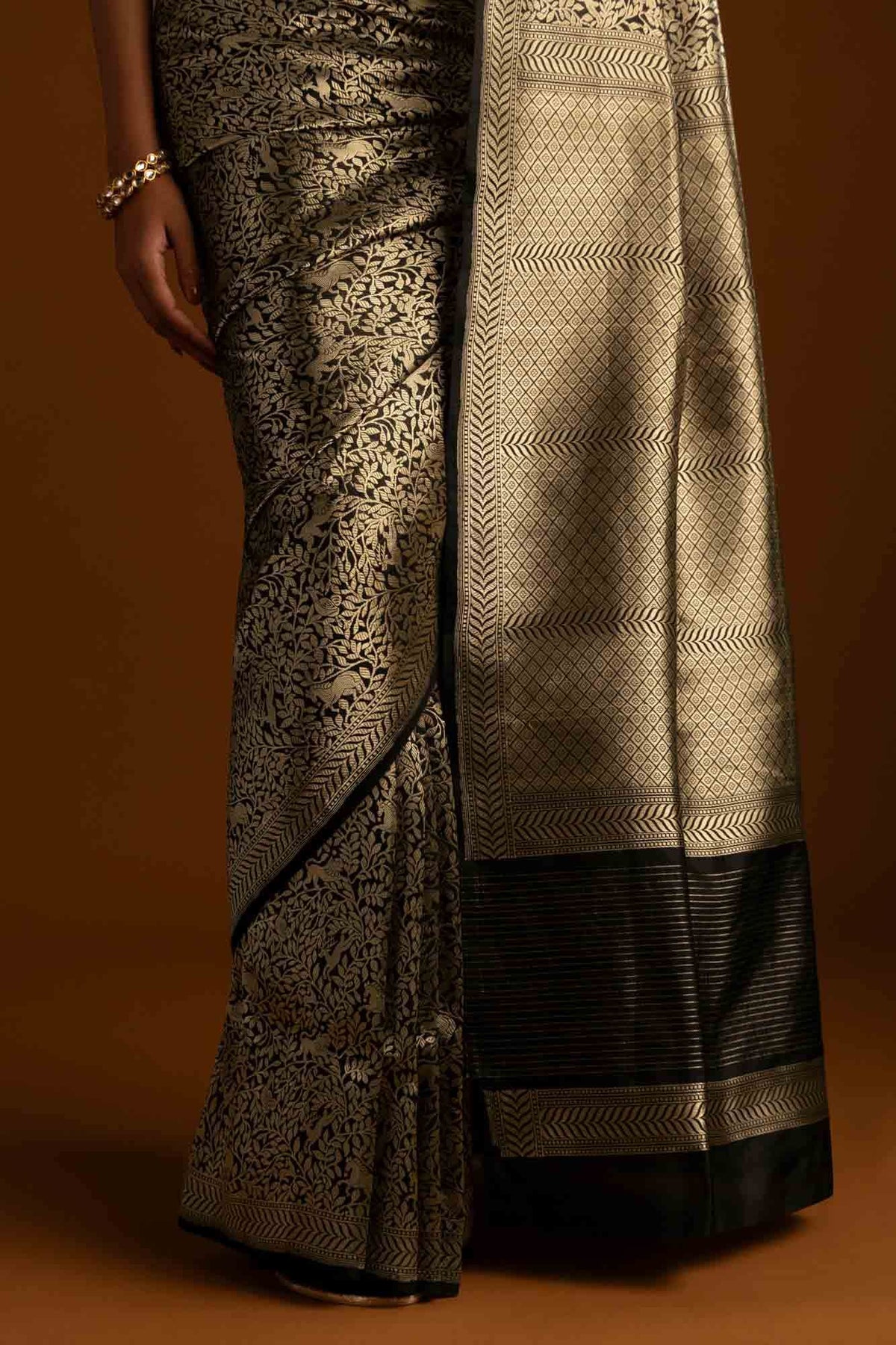 Mogli's World-Black Banarasi Silk Saree