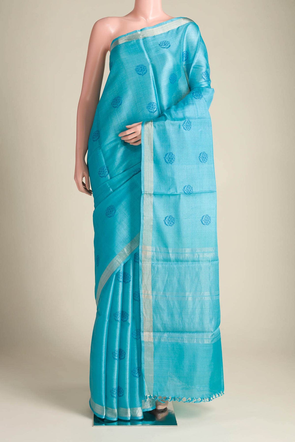 Orchard Orchestra-Blue Bhagalpuri Tussar Silk Saree