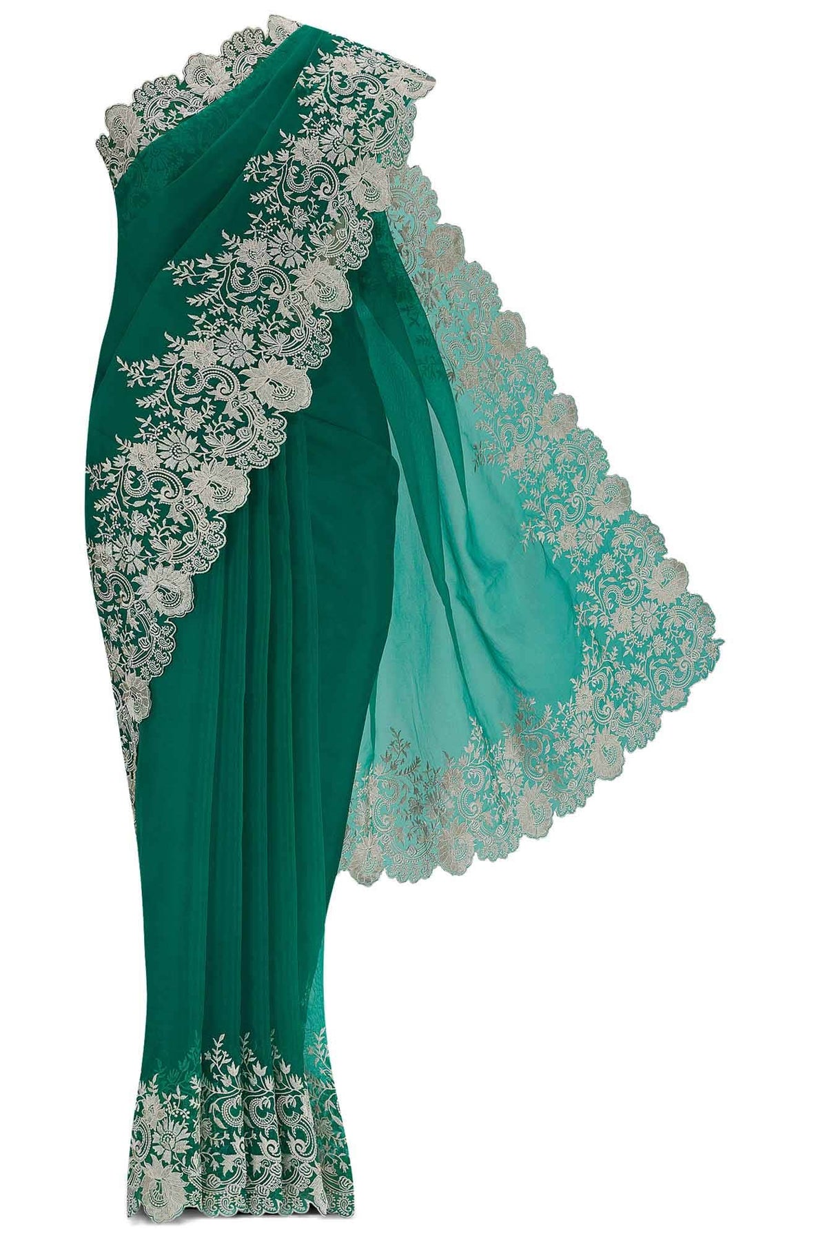 Green Blended Organza Silk Saree