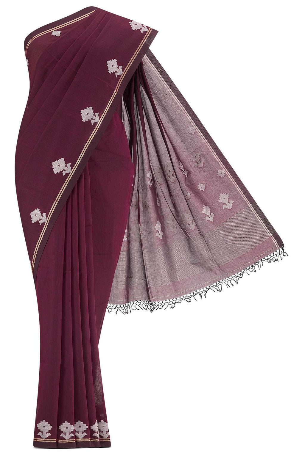 Anuradha-Maroon Bengal Cotton Saree