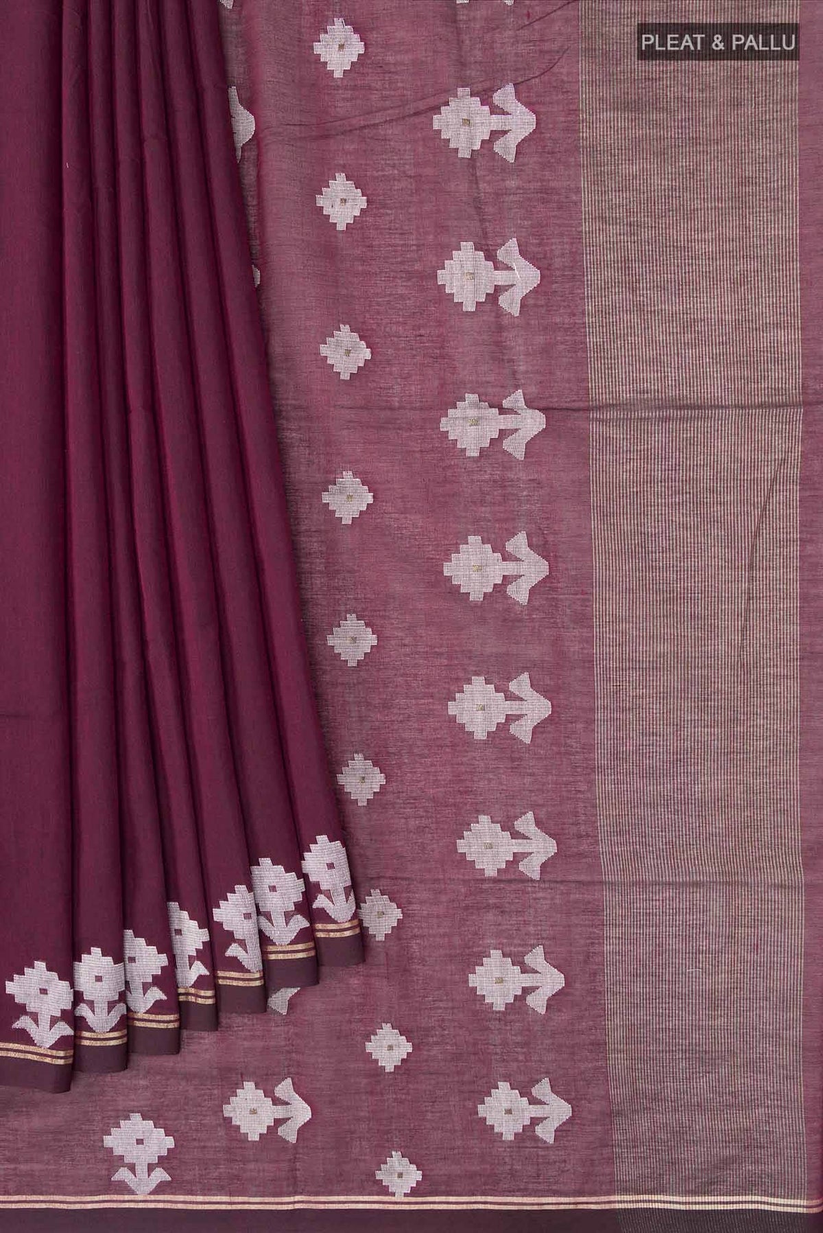 Anuradha-Maroon Bengal Cotton Saree