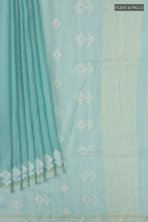 Anuradha-Aqua Blue Bengal Cotton Saree