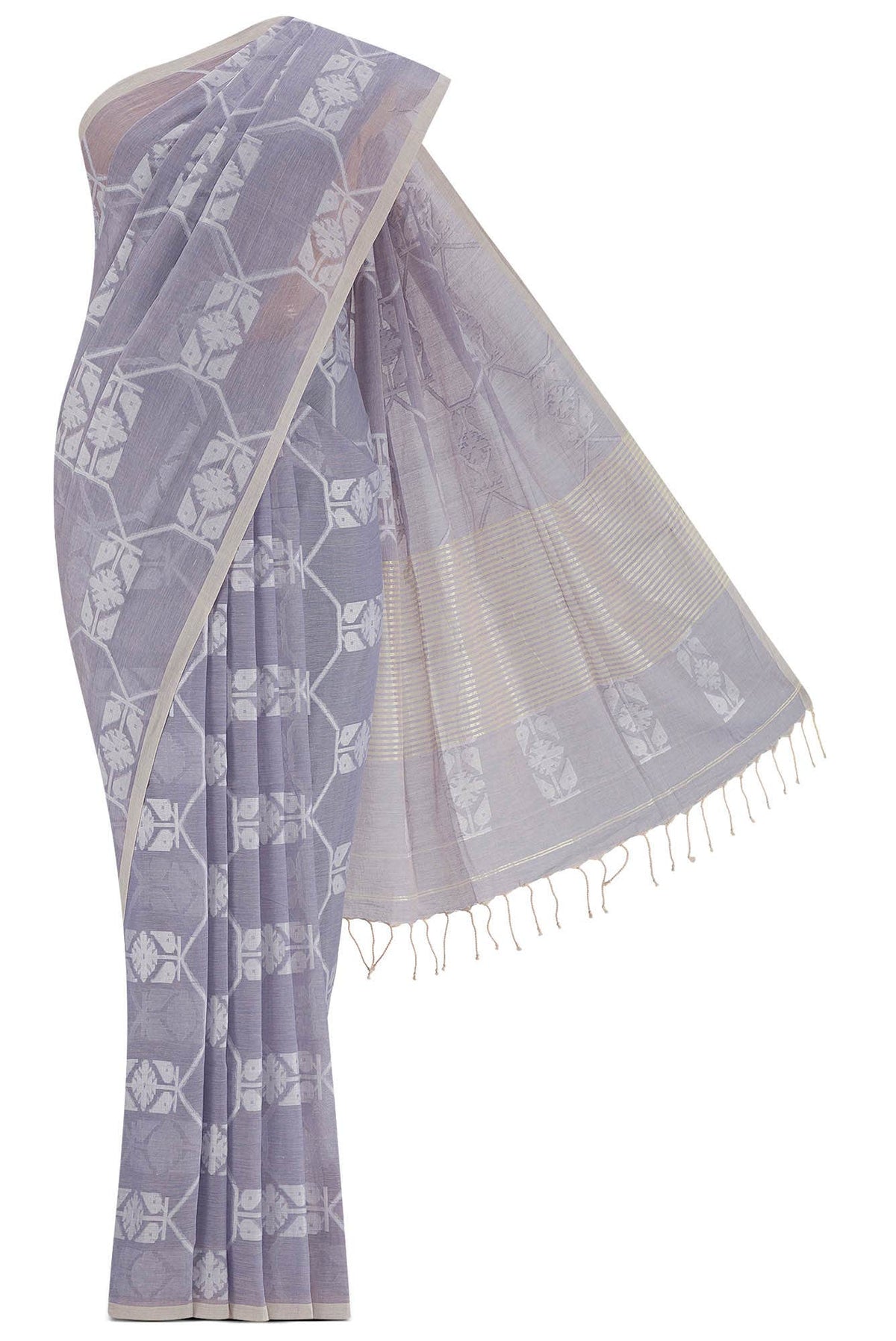 Suman-Lavender Bengal Cotton Saree