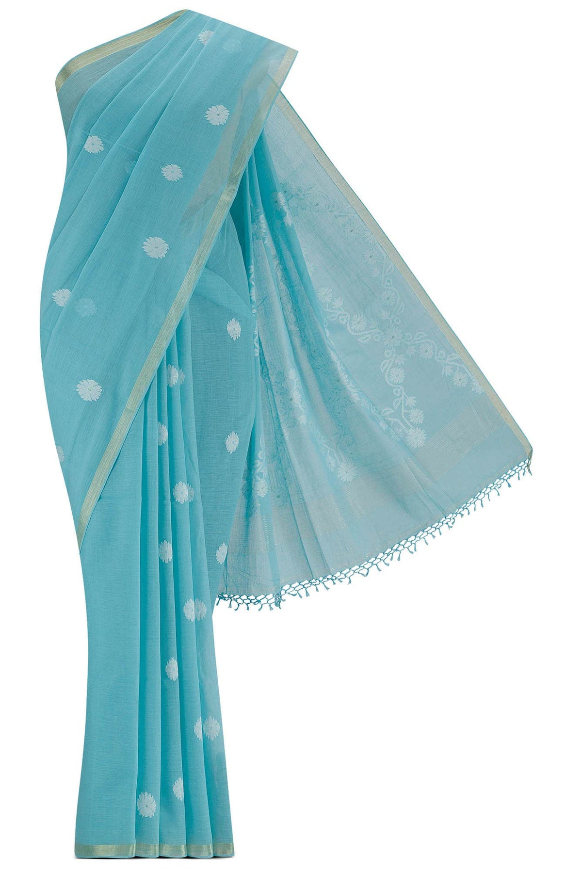 Aaheli-Light Blue Bengal Cotton Saree