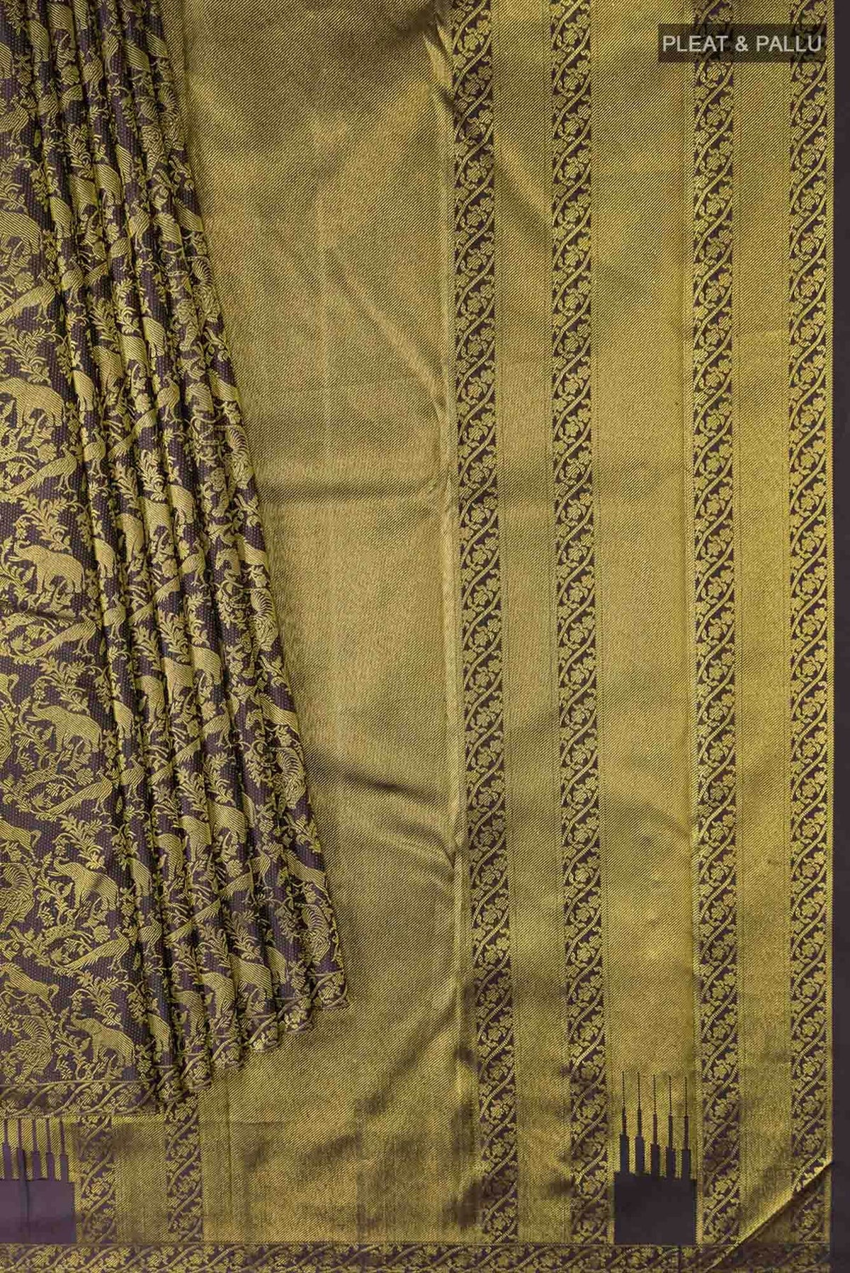 Vanasingaaram-Black Kanchipuram Silk Saree