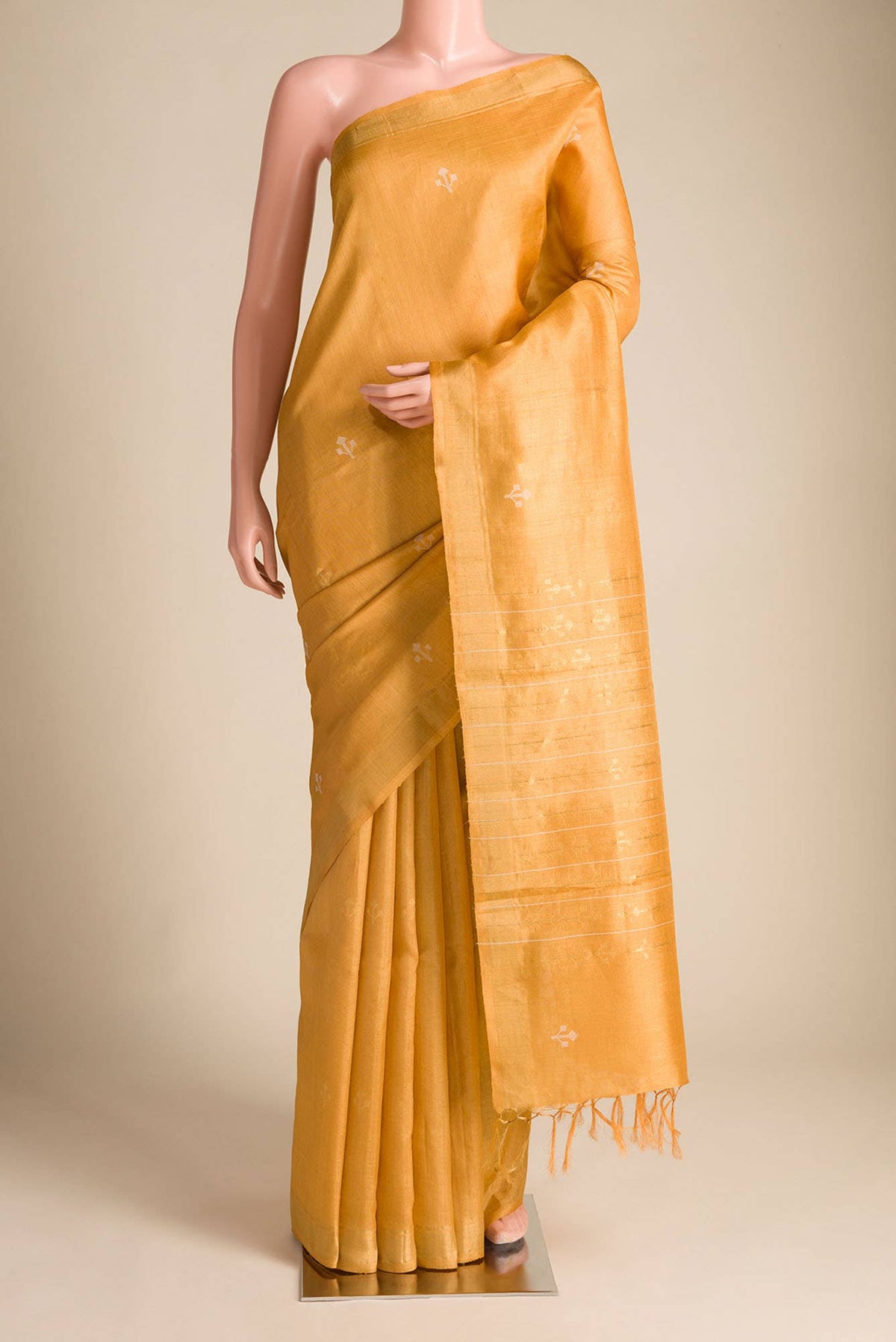 Breeze of Ease-Mustard Bhagalpuri Tussar Silk Saree