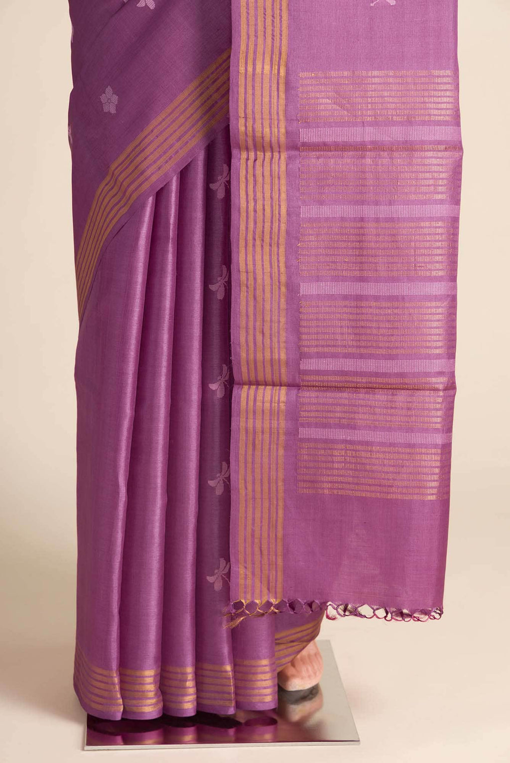 Dance of Dragonfly-Purple Bhagalpuri Tussar Silk Saree