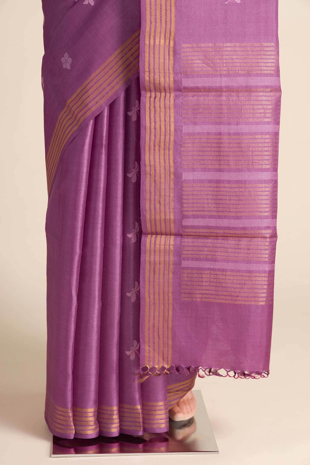 Dance of Dragonfly-Purple Bhagalpuri Tussar Silk Saree