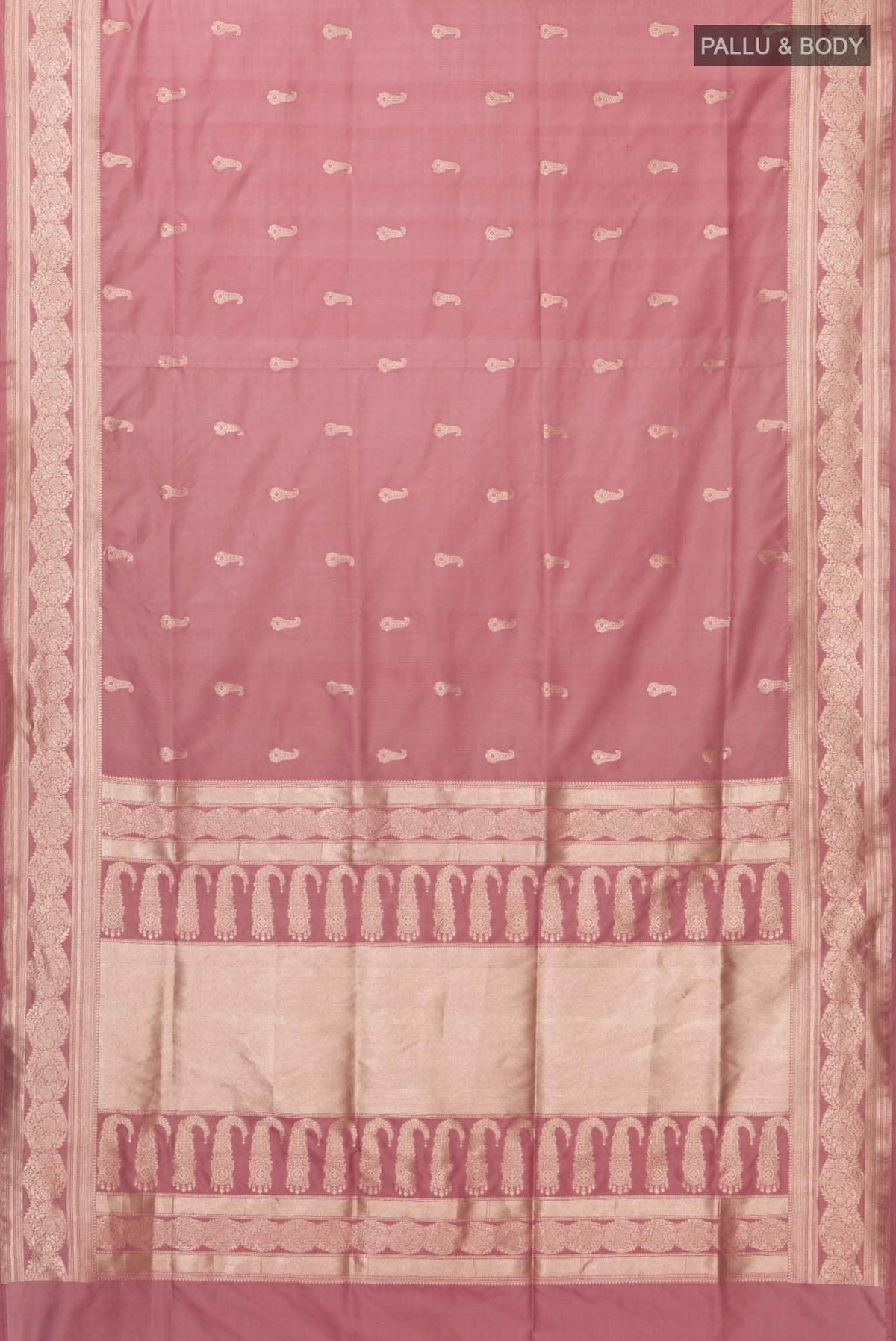 Bhagyavati-Peach Banarasi Silk Saree