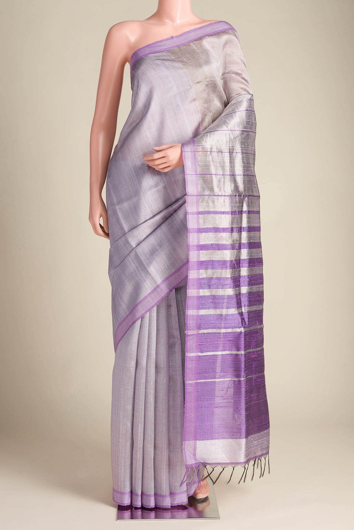 Lavender Lush-Lavender Bhagalpuri Tussar Silk Saree
