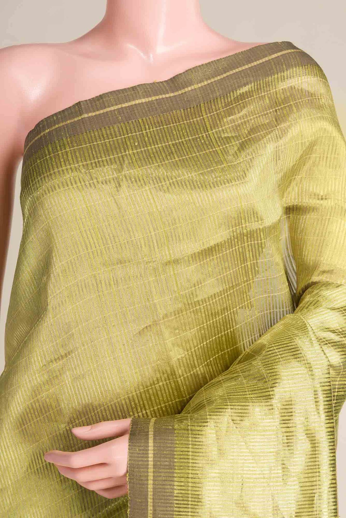 Sleek Topaz-Green Bhagalpuri Tussar Silk Saree