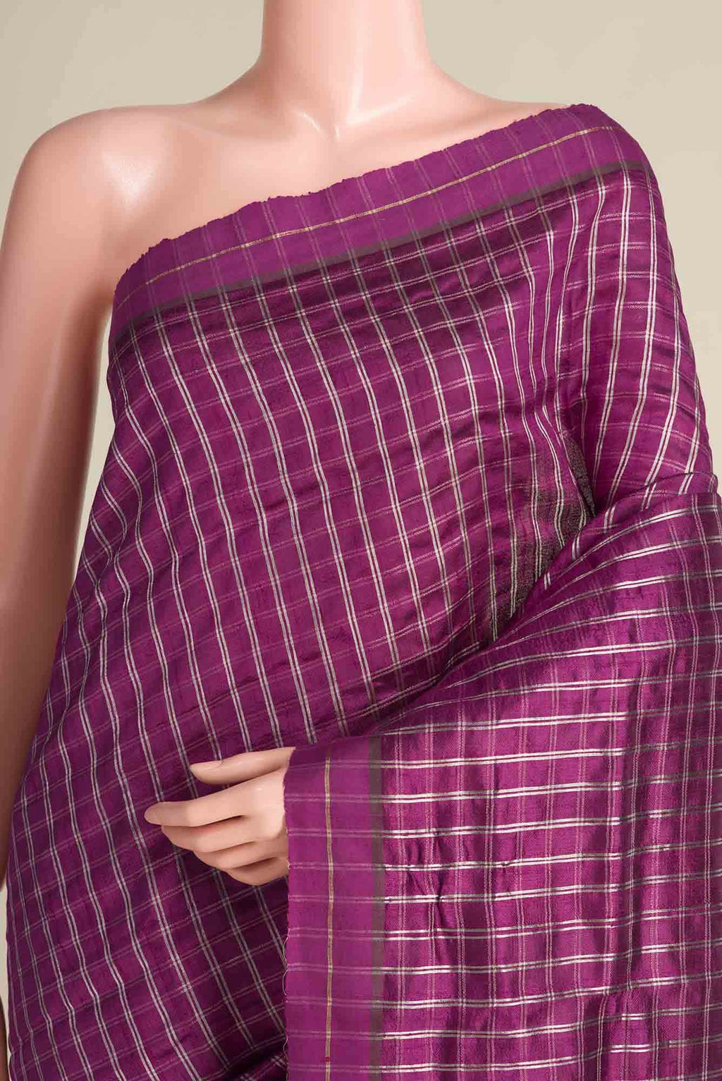Metallic Magenta-Magenta Bhagalpuri Tussar Silk Saree