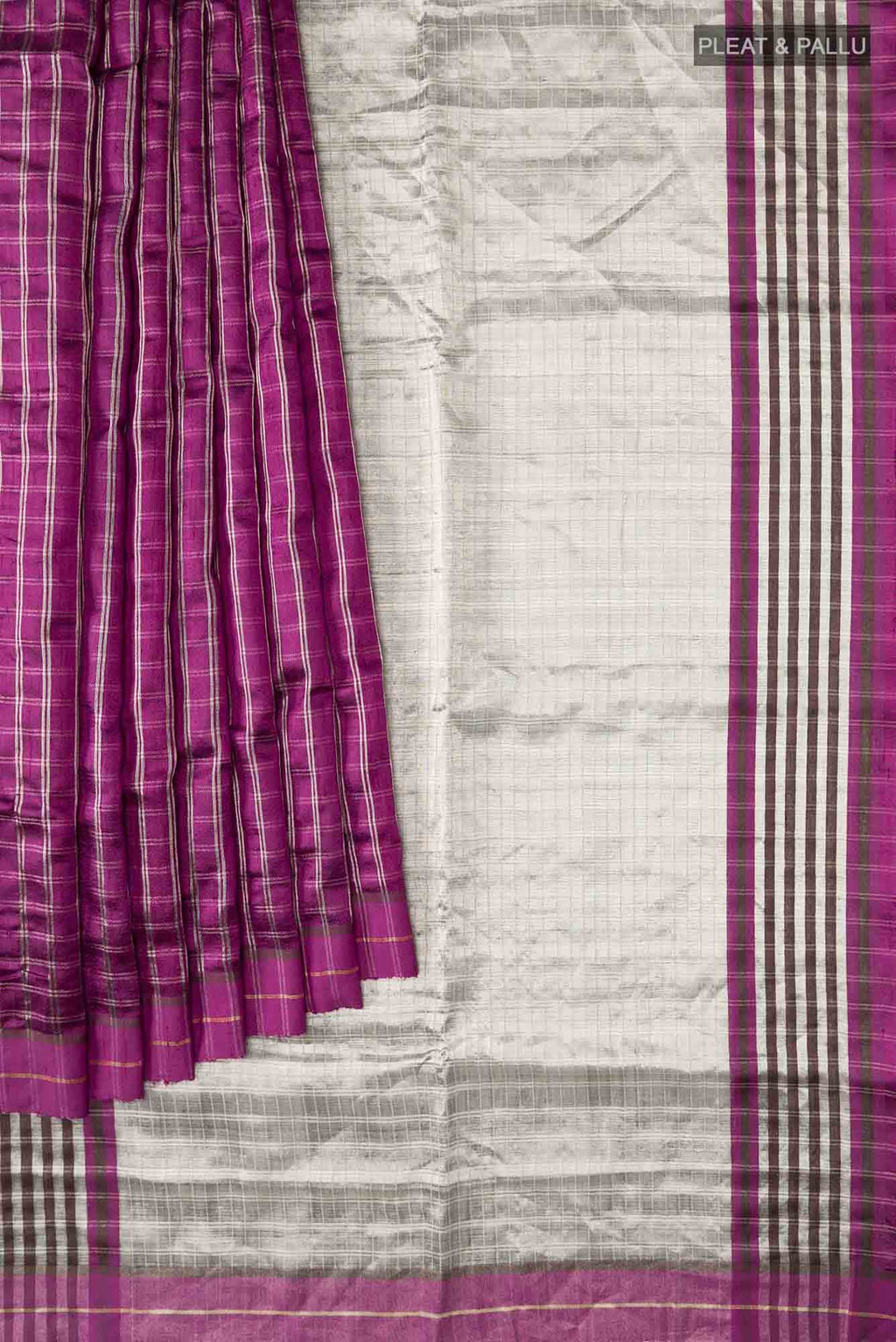 Metallic Magenta-Magenta Bhagalpuri Tussar Silk Saree