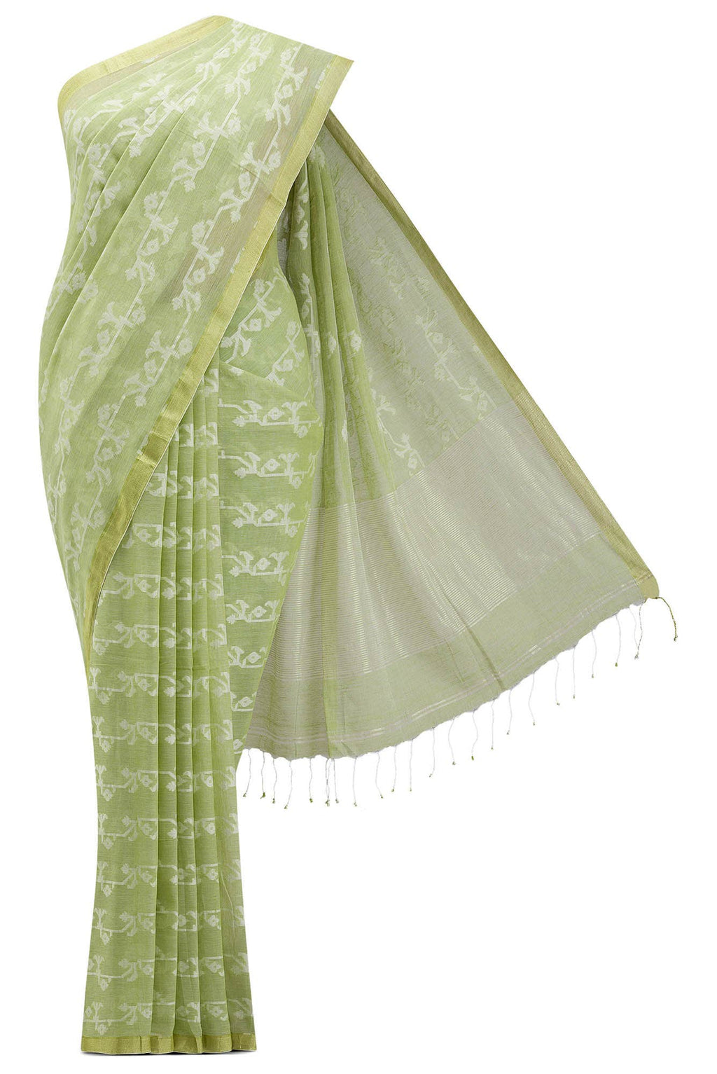 Kadambini-Light Green Bengal Cotton Saree