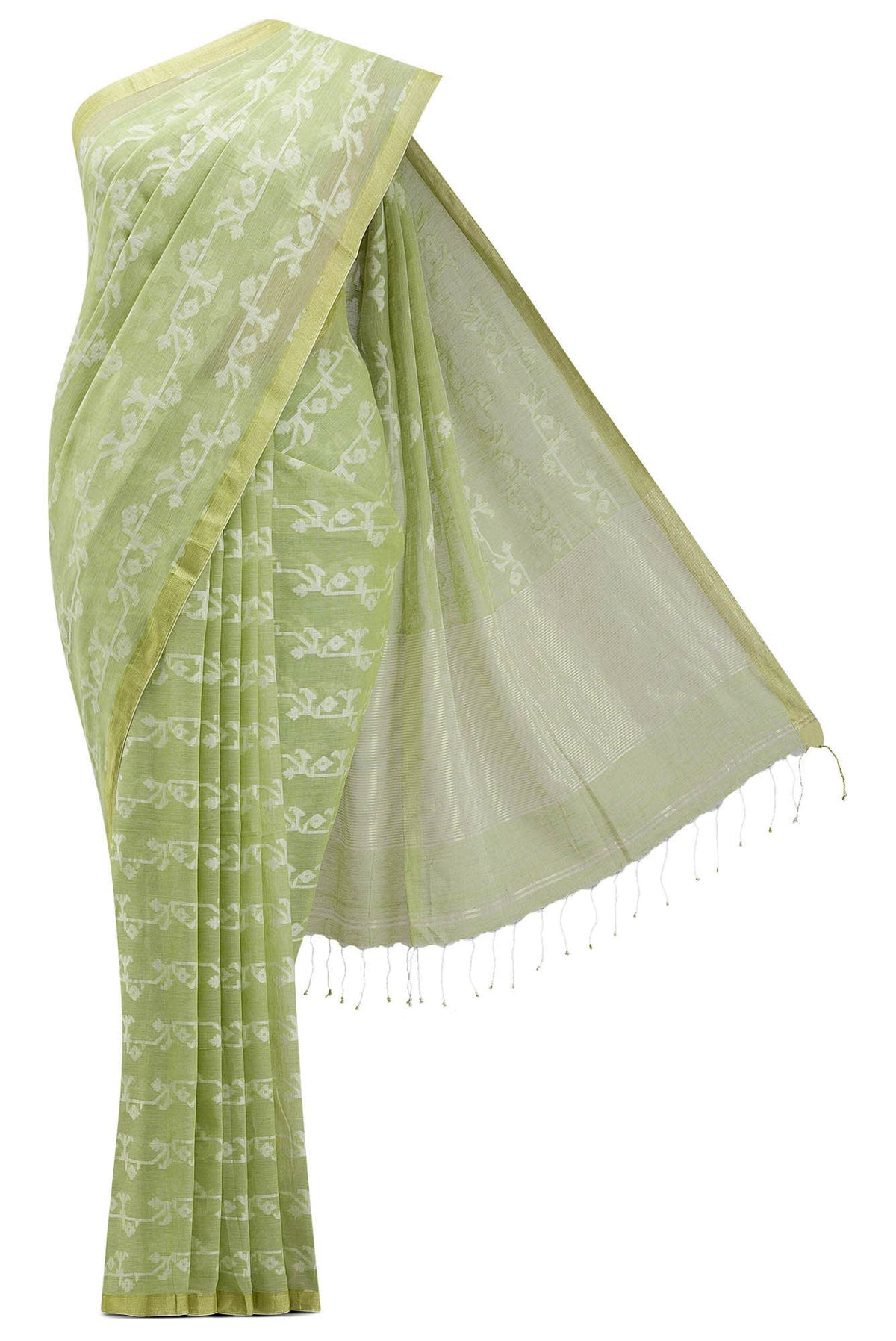Kadambini-Light Green Bengal Cotton Saree
