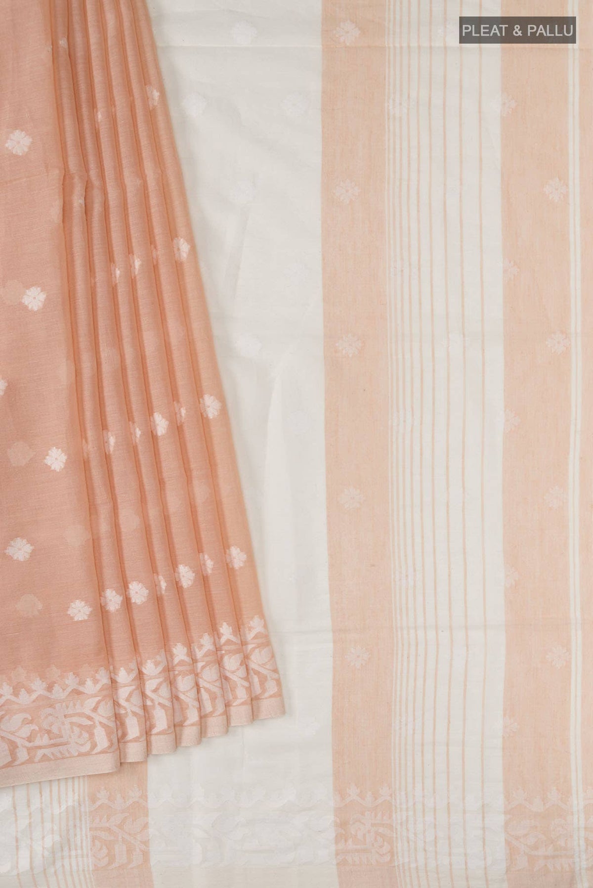 Aarna-Peach Bengal Cotton Saree