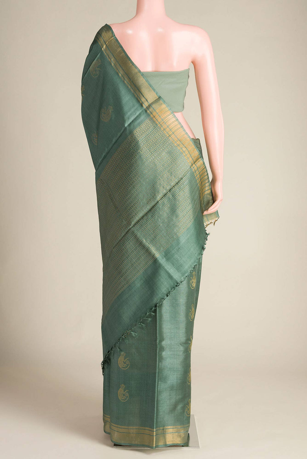 Banana Bandit-Green Bhagalpuri Tussar Silk Saree