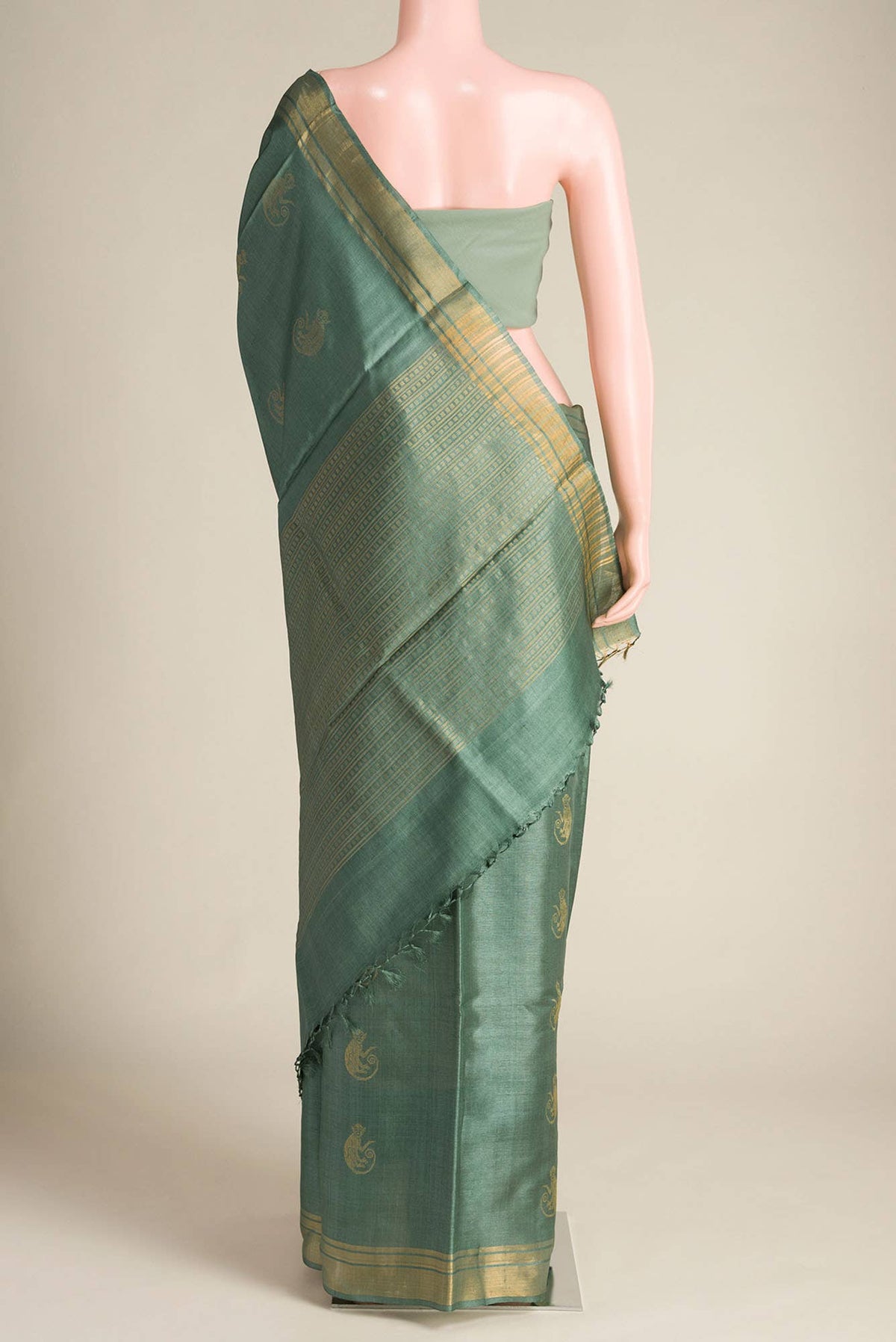 Banana Bandit-Green Bhagalpuri Tussar Silk Saree