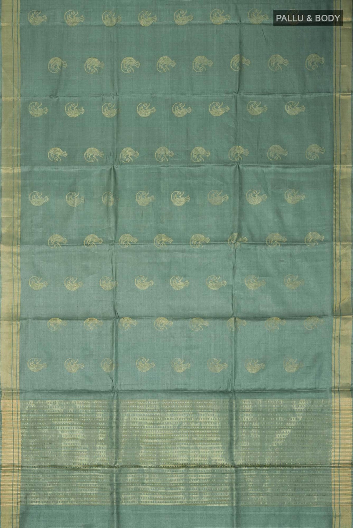 Banana Bandit-Green Bhagalpuri Tussar Silk Saree