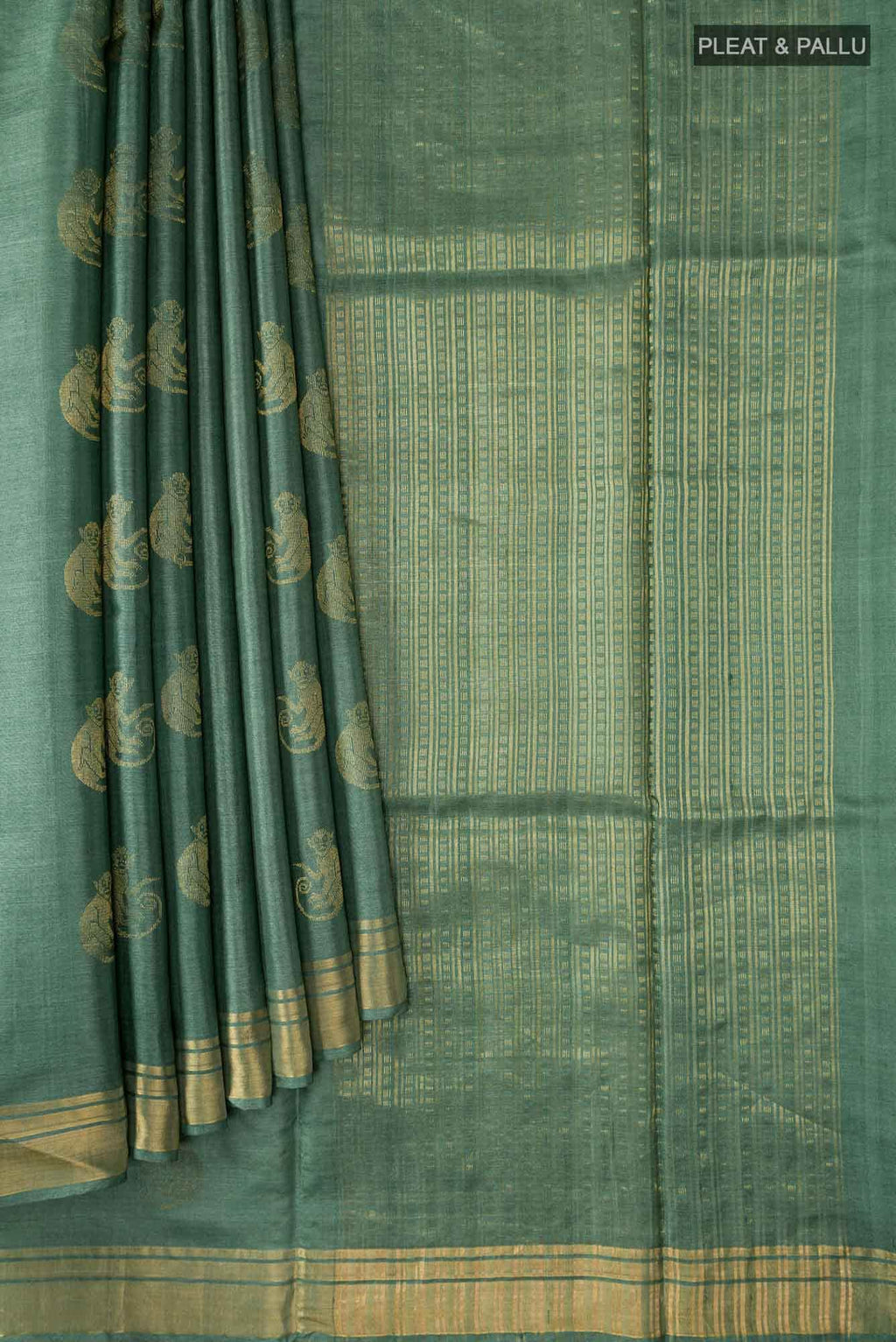 Banana Bandit-Green Bhagalpuri Tussar Silk Saree