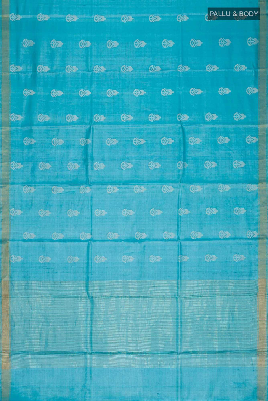 Pomegrante Poetry-Blue Bhagalpuri Tussar Silk Saree