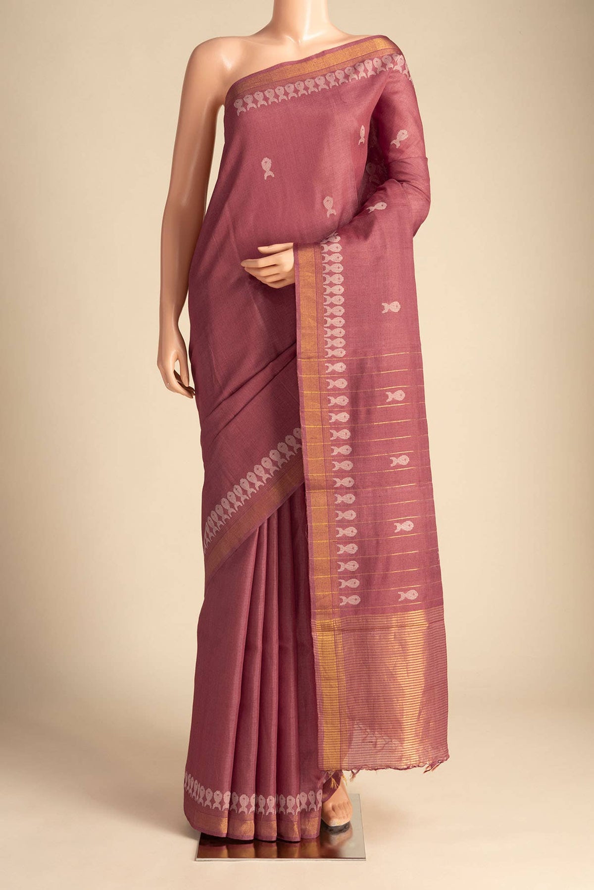 Pisces in Paris-Rust Bhagalpuri Tussar Silk Saree