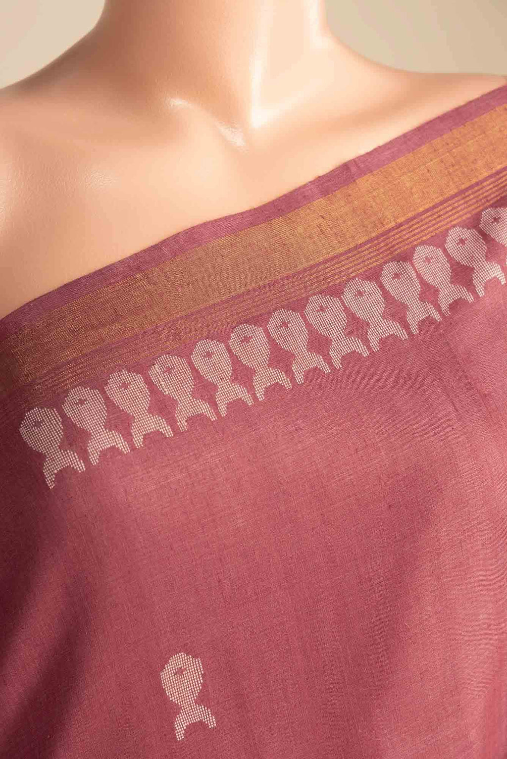Pisces in Paris-Rust Bhagalpuri Tussar Silk Saree