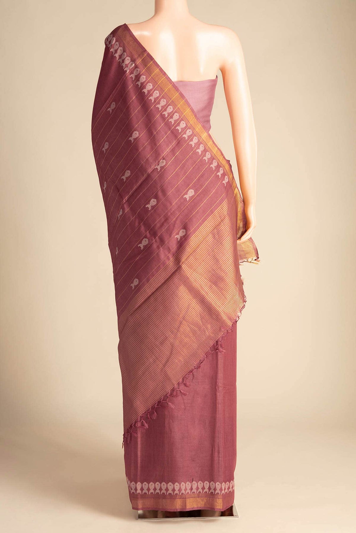 Pisces in Paris-Rust Bhagalpuri Tussar Silk Saree