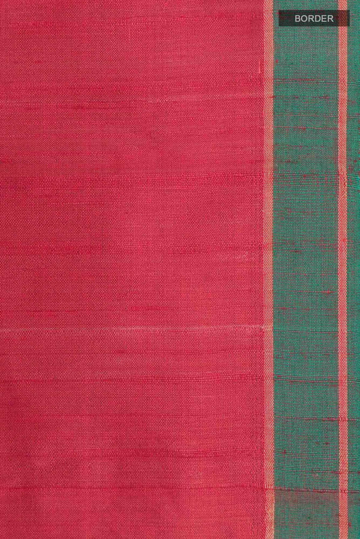 Emerald Ember-Red Bhagalpuri Tussar Silk Saree